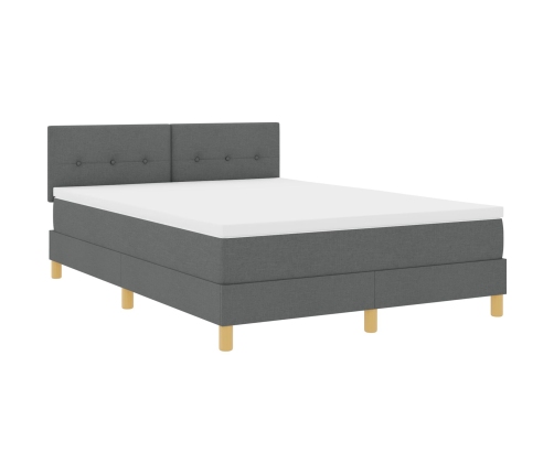 Cama con Somier y Colchón Gris Oscuro 140x200 cm Tela