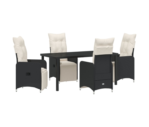 Set de Comedor de Jardín de 5 Piezas con Cojines Negros