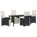 Set de Comedor de Jardín de 5 Piezas con Cojines Negros