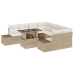 Conjunto de Sofá de Jardín  Set de 9 Beige, Crema Ratán, Poliéster