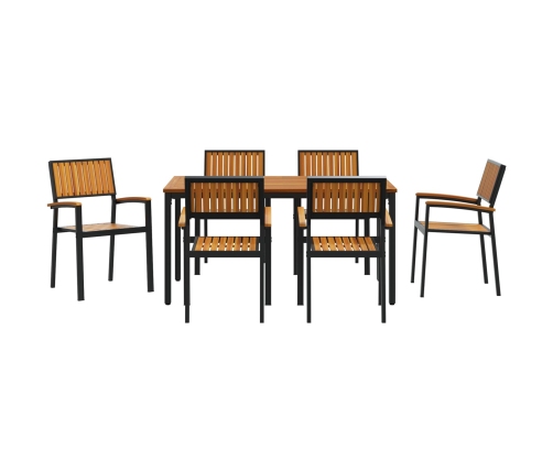Juego de Comedor de Jardín 7 Piezas Negro Aluminio Resistente