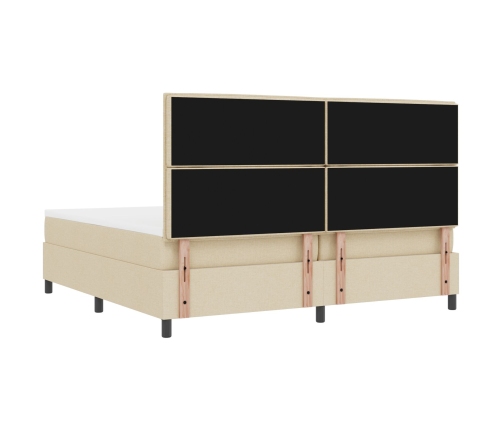 Cama Box Spring  con Colchón Crema 200x200 cm Tela