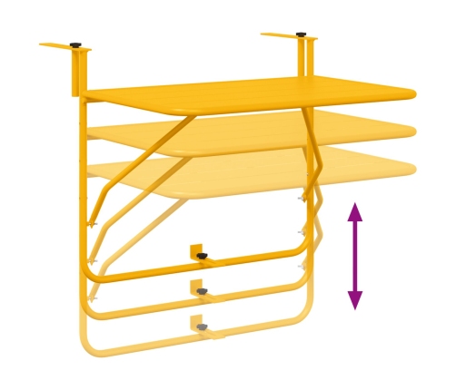 Mesa Colgante Plegable Amarilla de Acero  60x40 cm