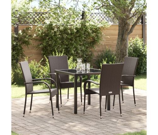 Conjunto de Comedor de Jardín de 5 Piezas Marrón Poliratán
