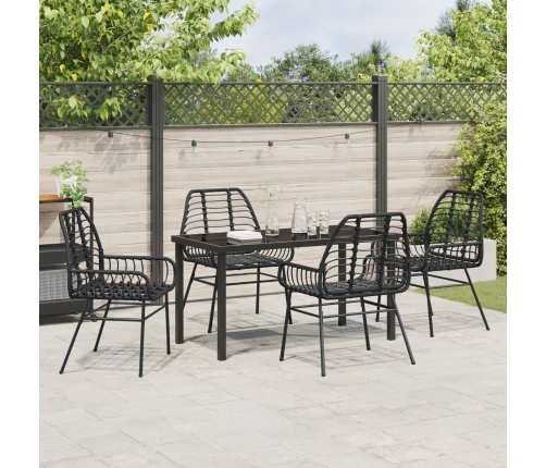 Set de Comedor de Jardín de 5 Piezas Poliratán Negro
