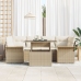 Conjunto de Sofá de Jardín de 7 Piezas con Cojines Ratán Poly Beige
