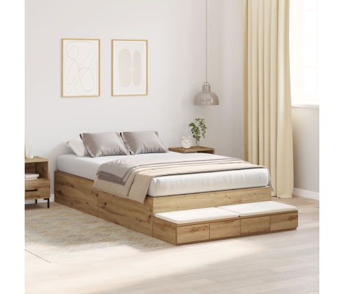 Marco de Cama con Almacenamiento  Roble Artesanal Madera Elaborada