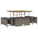 Conjunto de Comedor de Jardín de 3 Piezas con Cojines en Gris de Poliratán y Acacia