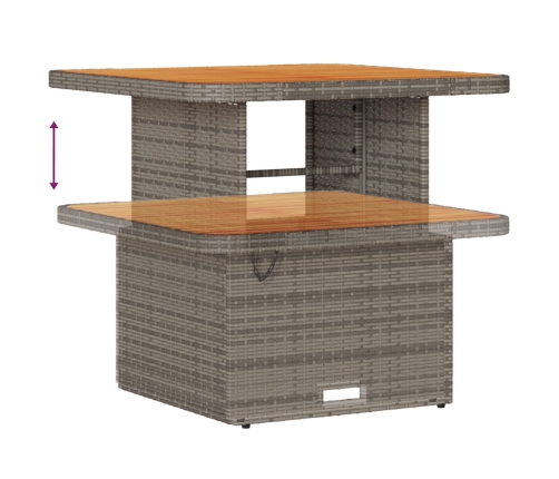 Juego de Sofá de Jardín de 8 Piezas con Cojines Gris de Poliratán Acacia,  Juego de Comedor de Jardín de 3 Piezas con Cojines Gris de Poliratán Acacia