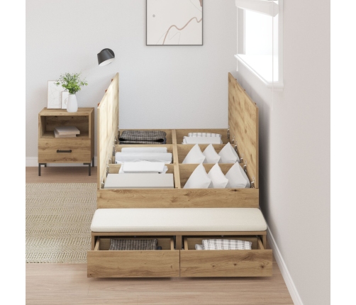 Estructura de Cama con Almacenamiento  Roble Artesanal