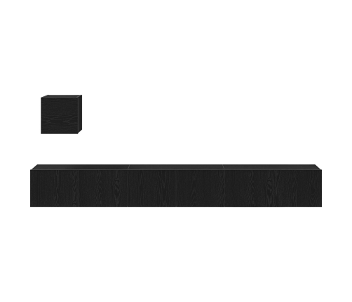 Conjunto de Mueble de TV de 4 Piezas  en Roble Negro de Madera Ingenerada