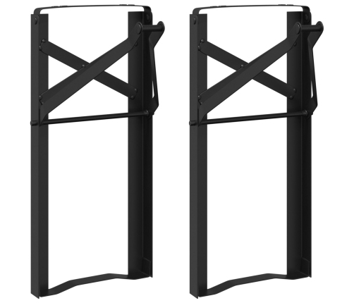 Patas de Banco de Cerveza 2 pcs Plegables de Acero Negro Recubierto en Polvo