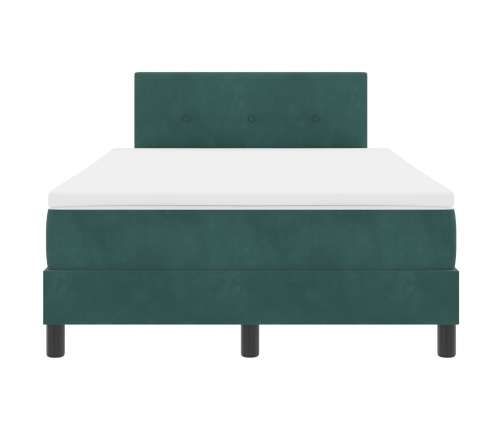 Cama Box Spring  con Colchón Verde Oscuro 120x200 cm Terciopelo