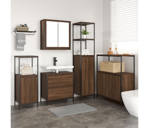 Conjunto de Muebles de Baño de 5 Piezas de  en Madera de Roble Marrón