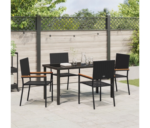 Conjunto de Comedor de Jardín de 5 Piezas Negro de Poliratán