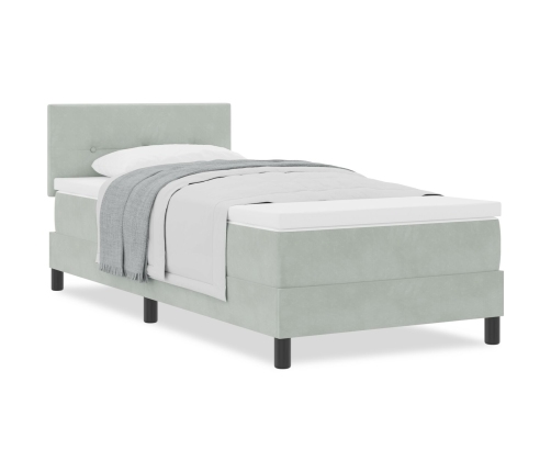 Cama con Somier  con Colchón Gris Claro 100x200 cm Terciopelo