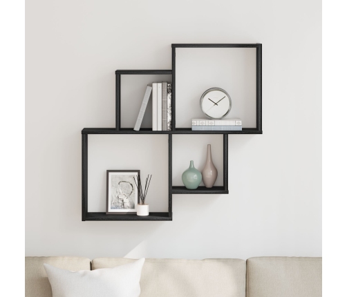 Armario de pared  Negro Roble 80x15x78,5 cm Madera de ingeniería