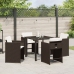 Set de Comedor de Jardín  de 5 Piezas con Cojines Marrón Poliratán
