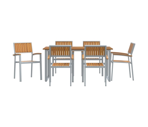 Juego de comedor de jardín Juego de 7 Gris, Marrón