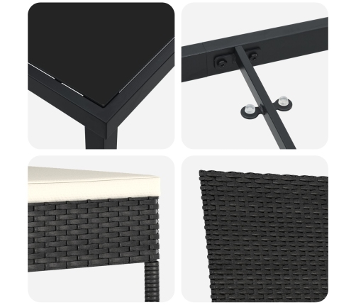 Juego de Comedor de Jardín  3 Piezas Negro Poliratán