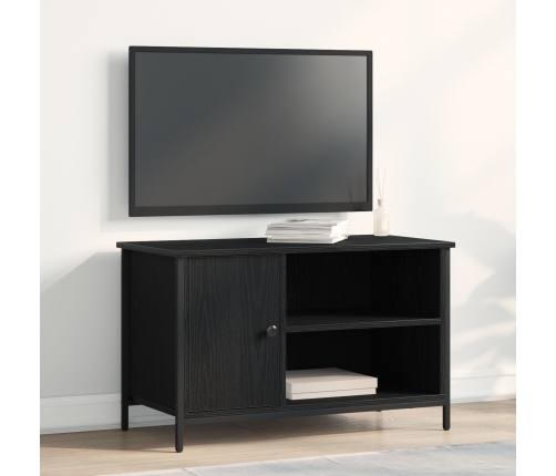 Aparador de TV  Negro Roble 80x40x50 cm Madera Ingeniada y Acero