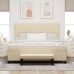 Cama con box spring  con colchón y banco crema 180x200 cm tela