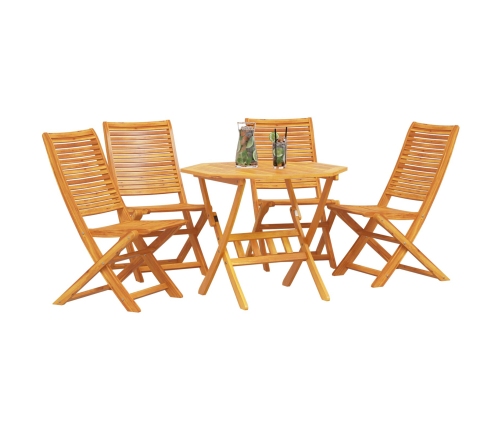Set de comedor de jardín de 5 piezas  de madera maciza de acacia