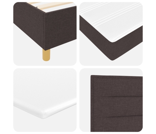Cama con Sommier  con Colchón y Banco Marrón Oscuro 100x200 cm Tela