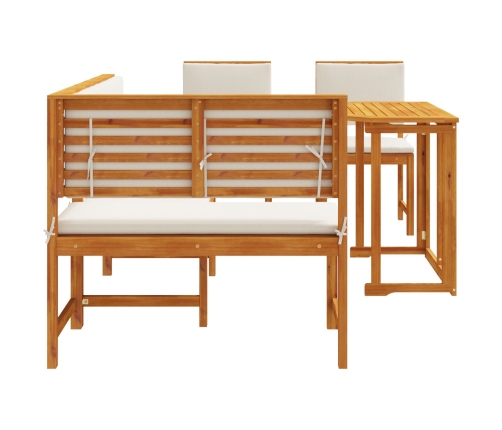 Conjunto de Comedor de Jardín de 4 Piezas  con Cojines - Madera Maciza de Acacia