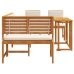 Conjunto de Comedor de Jardín de 4 Piezas  con Cojines - Madera Maciza de Acacia