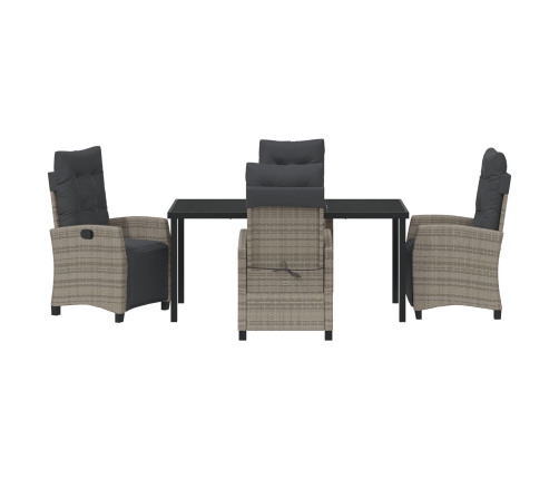 Conjunto de comedor de jardín de 5 piezas gris ratán poliéster