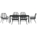 Conjunto de comedor de jardín  de 7 piezas con cojines negro poliratán