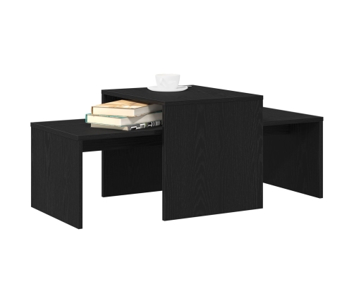 Mesa de Centro  Negra y de Roble 100x48x40 cm de Madera de Ingeniería