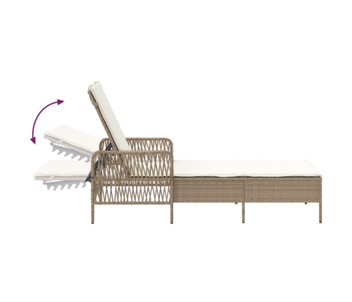 Conjunto de Tumbonas  Set de 3 Beige y Crema Ratán de PE, metal