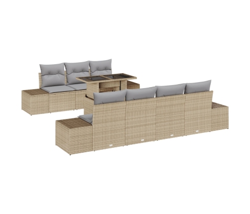 Juego de Sofá de Jardín Conjunto de 8 Beige Ratán