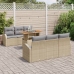 Conjunto de Comedor de Jardín de 7 Piezas con Cojines Beige de Ratán Poliéster Acacia