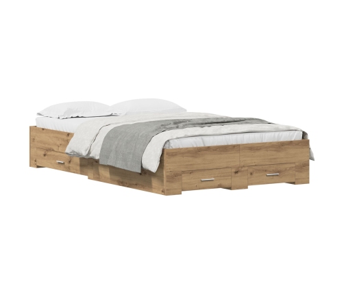 Estructura de Cama  con Cajones de Roble Artesanal 120x200 cm de Madera Elaborada