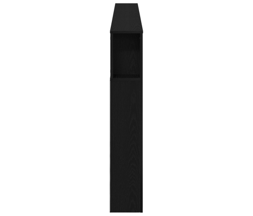 Cabecero de Almacenamiento  con Luces LED Madera Negra 220x18,5x103,5 cm