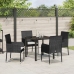 Set de Comedor de Jardín de 5 Piezas  con Cojines Negro Poliratán