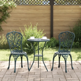 Set de Bistro de Jardín de 3 Piezas  Verde de Aluminio Fundido