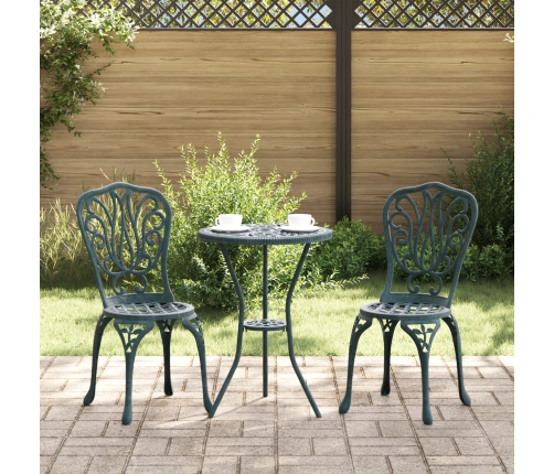 Set de Bistro de Jardín de 3 Piezas  Verde de Aluminio Fundido