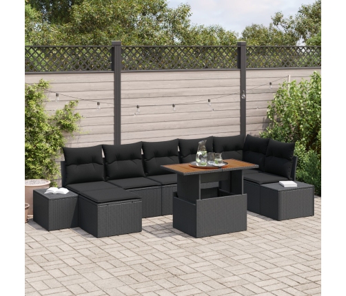 Conjunto de Sofá de Jardín  Conjunto de 8 Negro