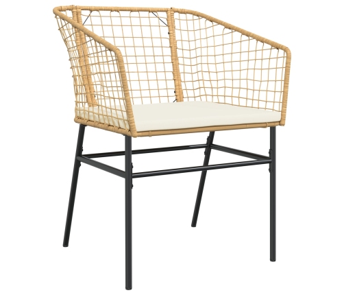 Set de Comedor de Jardín  de 7 Piezas con Cojines Marrón Polirratán