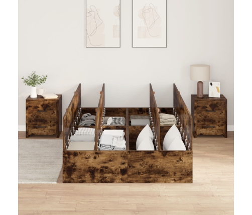 Estructura de Cama de Almacenamiento  Roble Ahumado 120x190 cm