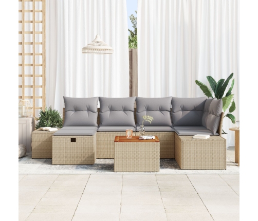 Conjunto de Sofás de Jardín  7 Piezas Beige y Gris