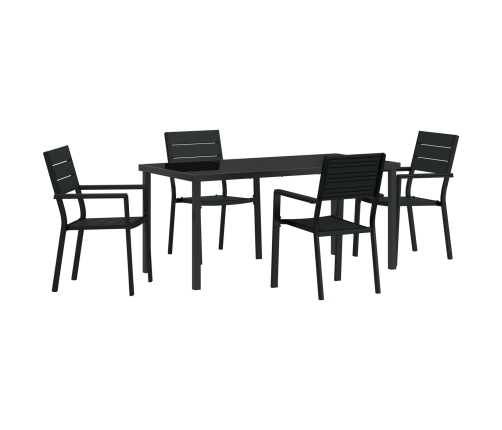 Conjunto de Comedor de Jardín de 5 Piezas Negro HDPE