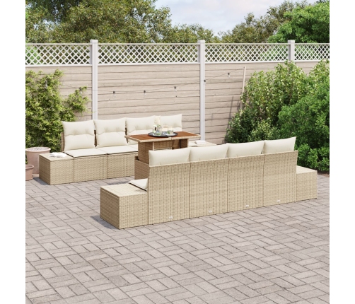 Conjunto de Sofá de Jardín de 7 Piezas con Cojines Beige de Poliratán