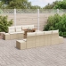 Conjunto de Sofá de Jardín de 7 Piezas con Cojines Beige de Poliratán