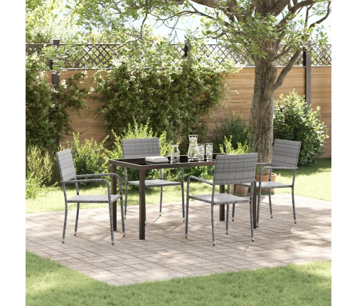 Conjunto de Comedor de Jardín  5 Piezas Gris Ratan Polímero