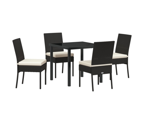 Conjunto de Comedor de Jardín  5 Piezas Negro Poliratán